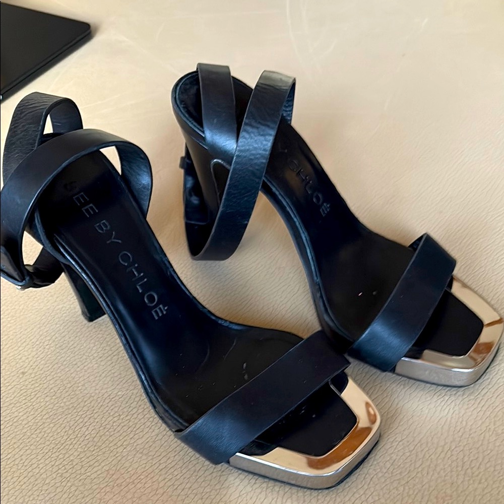 See By Chloe Black Strappy Heels